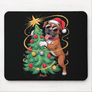 Christmas Tree Boxer Dog Sungles  Mouse Mat
