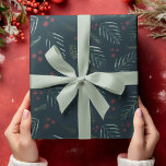 Christmas tree branches and berries - vintage teal wrapping paper sheet<br><div class="desc">Christmas tree branches and berries - vintage teal Wrapping Paper Sheets</div>