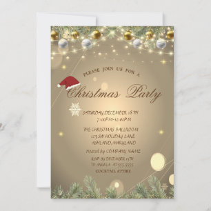 Christmas Tree Branches Balls Christmas Company Invitation