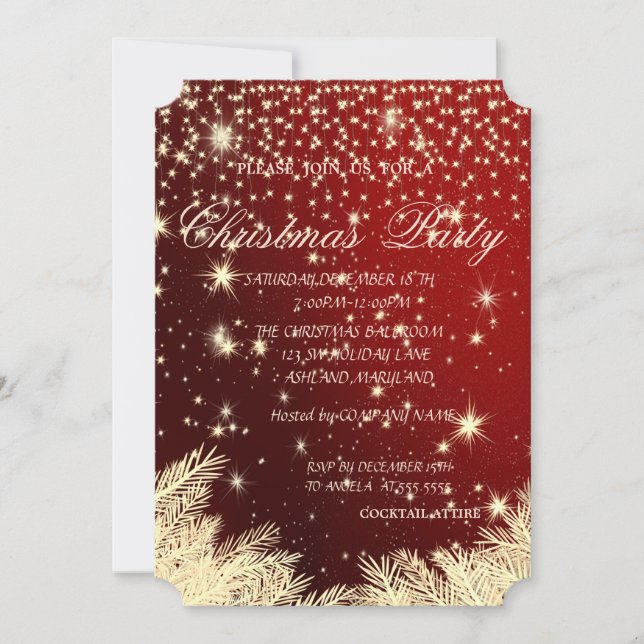 Christmas Tree Branches,Corporate Christmas Party, Invitation (Front)
