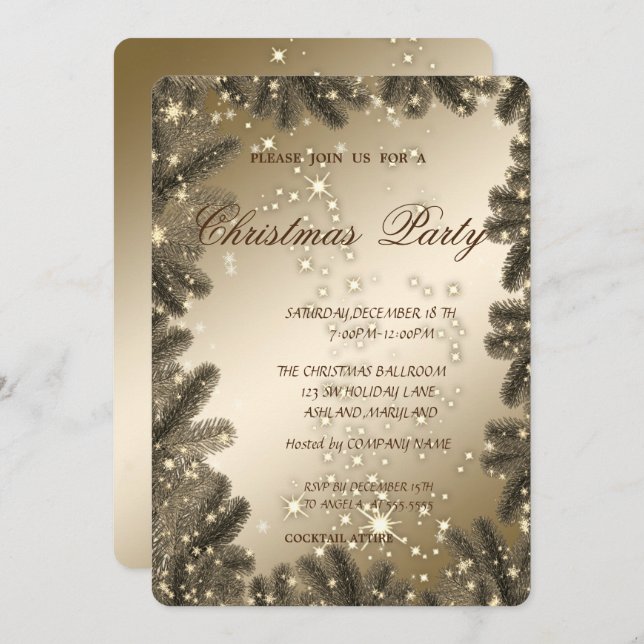 Christmas Tree Branches,Corporate Christmas Party Invitation (Front/Back)
