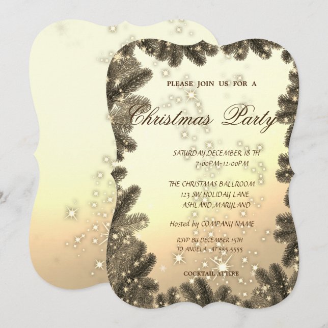 Christmas Tree Branches,Corporate Christmas Party Invitation (Front/Back)