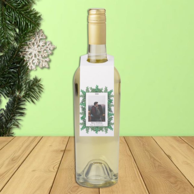Christmas Tree Branches Photo Bottle Tag (Creator Uploaded)