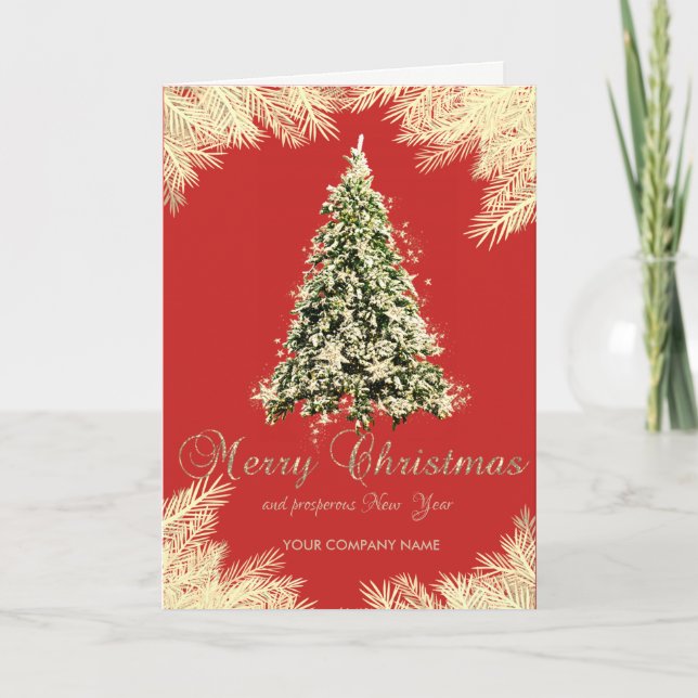 Christmas Tree,Branches,Red ,Corporate Holiday Card (Front)