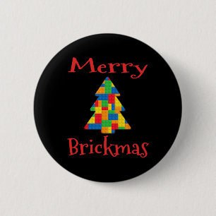 Christmas Tree Brick Master Builder Brick Set Bloc 6 Cm Round Badge