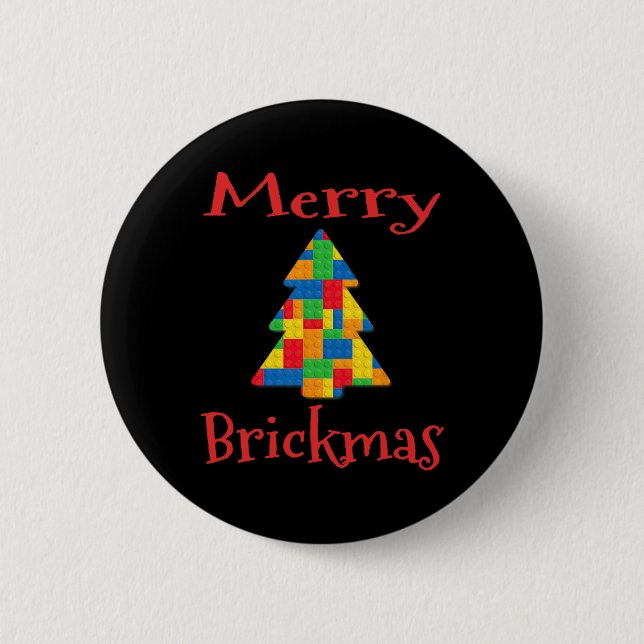 Christmas Tree Brick Master Builder Brick Set Bloc 6 Cm Round Badge (Front)