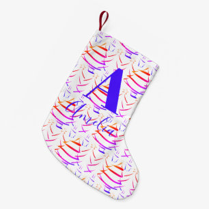 Christmas Tree Bright Monogram Name Small Christmas Stocking