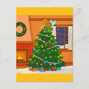 CHRISTMAS TREE BRITE CARTOON COLORS POSTCARD