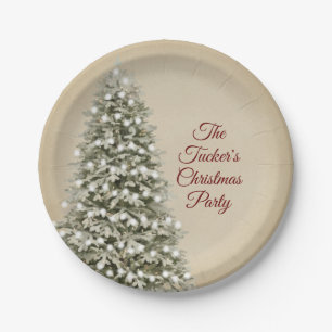 Christmas Tree Brown Kraft Company Holiday Party Paper Plate