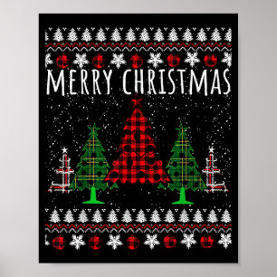 Christmas Tree Buffalo Gingham Plaid Poster