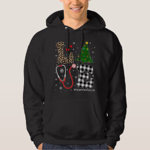 Christmas Tree Buffalo Plaid Love Patient Care Tec Hoodie