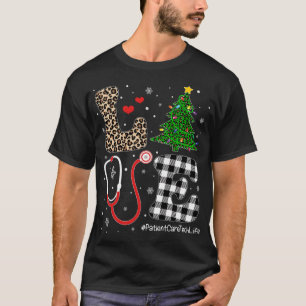 Christmas Tree Buffalo Plaid Love Patient Care Tec T-Shirt