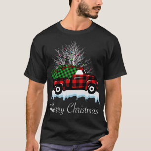 Christmas Tree Buffalo Plaid Red Truck Pajama Xmas T-Shirt