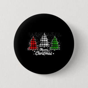 Christmas Tree Buffalo Plaid Red White Green Xmas  6 Cm Round Badge