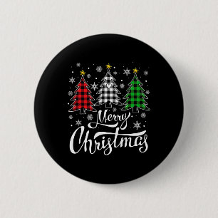 Christmas Tree Buffalo Plaid Red White Green Xmas  6 Cm Round Badge