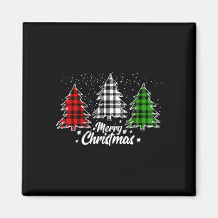 Christmas Tree Buffalo Plaid Red White Green Xmas  Magnet