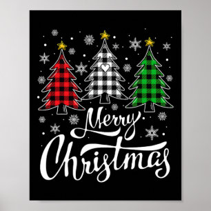 Christmas Tree Buffalo Plaid Red White Green Xmas  Poster