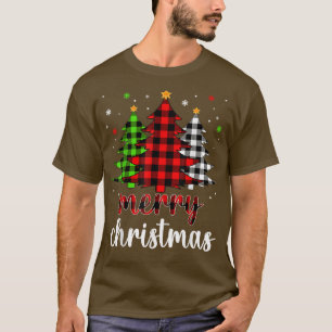 Christmas Tree Buffalo Plaid Red White Green Xmas T-Shirt