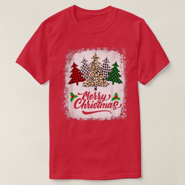 Christmas Tree Buffalo Plaid Red White Green Xmas  T-Shirt (Design Front)