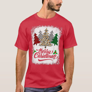 Christmas Tree Buffalo Plaid Red White Green Xmas  T-Shirt