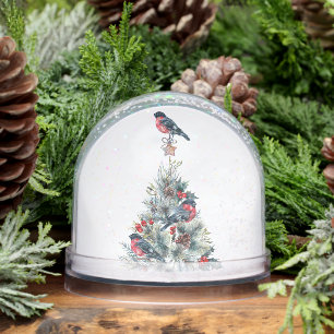Christmas Tree, Bulfinch, Santa, Merry Christmas Snowglobe