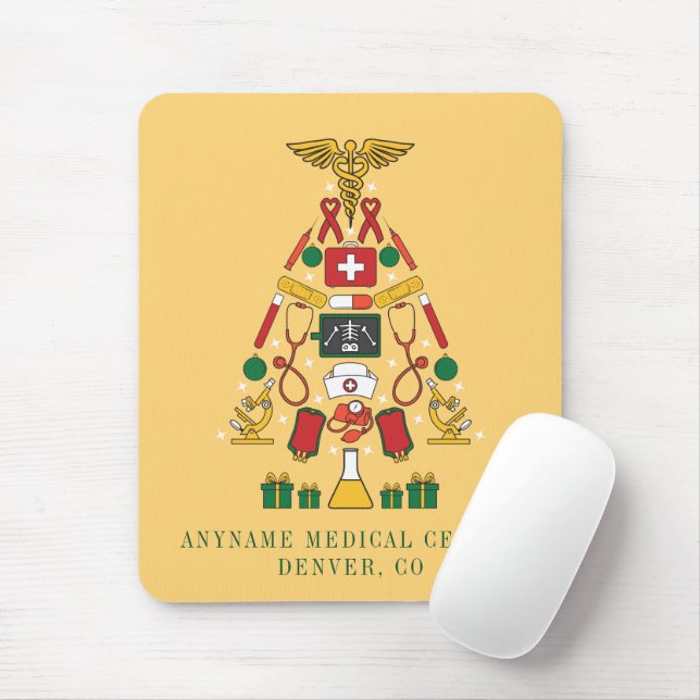  Christmas Tree Business Name Medical Doctor Nurse Mouse Mat (With Mouse)