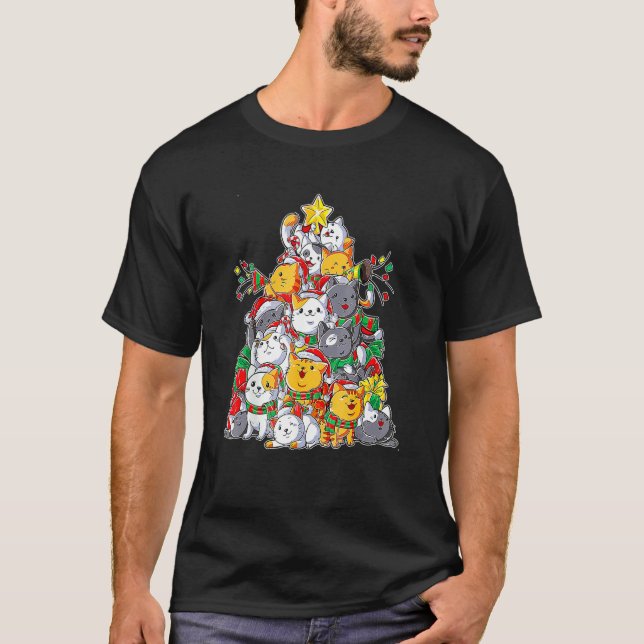 Christmas Tree Ca Merry Catmas T-Shirt (Front)