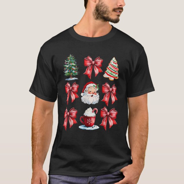 Christmas Tree Cake Bows Santa Claus Boy Girls Tri T-Shirt (Front)
