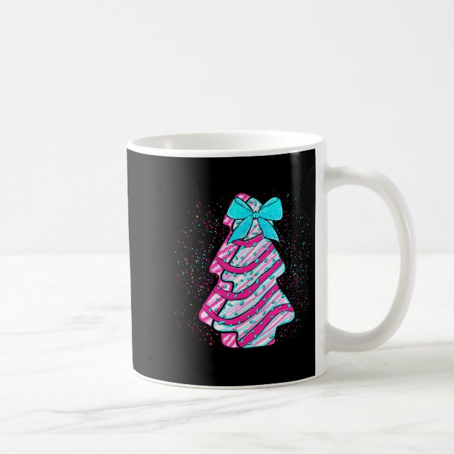 Christmas Tree Cake Coquette Bow Xmas Matching Fam Coffee Mug (Right)