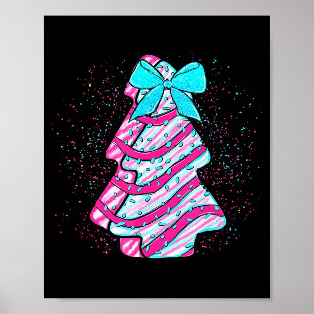 Christmas Tree Cake Coquette Bow Xmas Matching Fam Poster (Front)