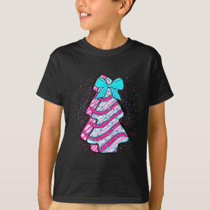 Christmas Tree Cake Coquette Bow Xmas Matching Fam T-Shirt