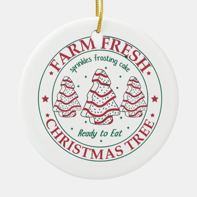 Christmas Tree Cake, Farm Fresh Christmas Tree Ceramic Tree Decoration (Front)
