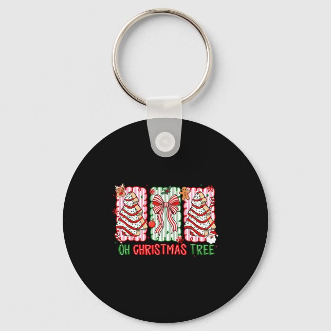 Christmas Tree Cake Funny Quote Oh Christmas Tree  Key Ring (Front)