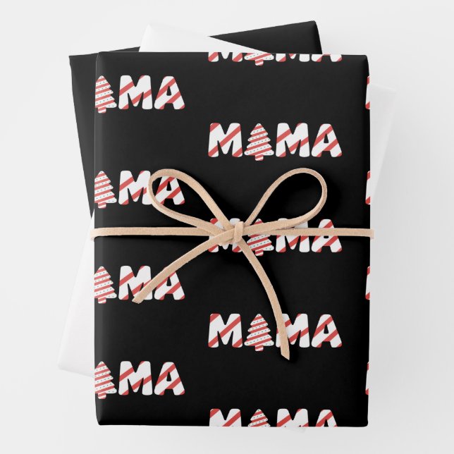 Christmas Tree Cake Matching Family Party Mama  Wrapping Paper Sheet (In situ)