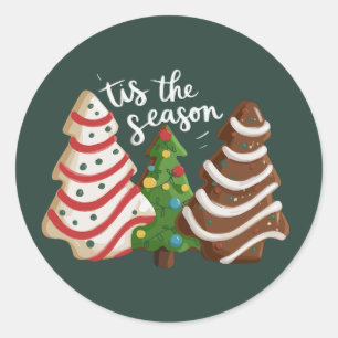 Christmas Tree Cake Tis The Season Xmas Holiday Classic Round Sticker