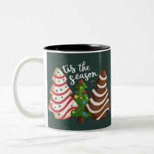 Christmas Tree Cake Tis The Season Xmas Holiday Two-Tone Coffee Mug
