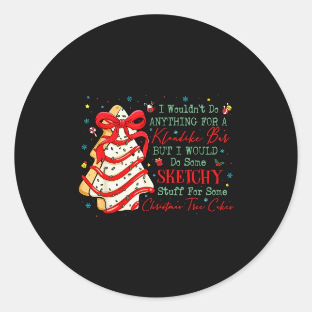 Christmas Tree Cakes Coquette Bow Xmas Pajamas Hol Classic Round Sticker (Front)