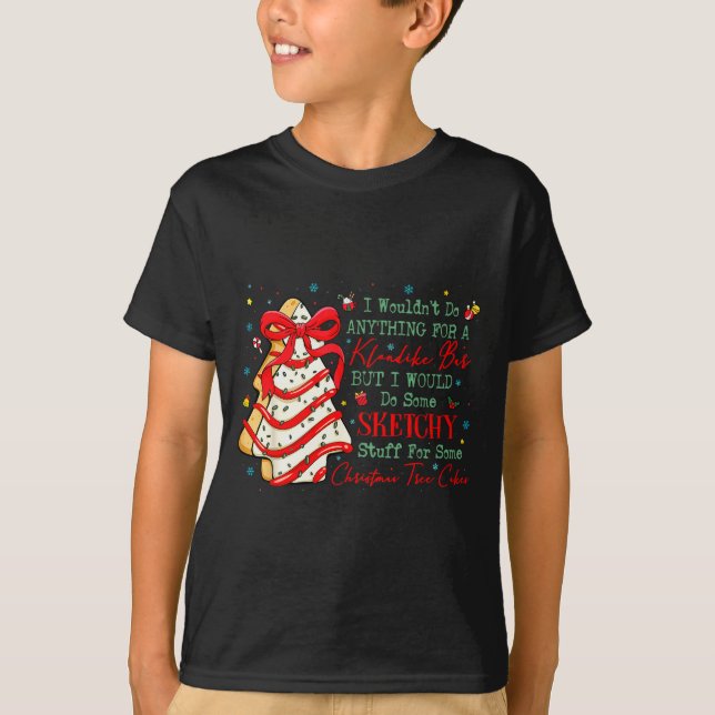 Christmas Tree Cakes Coquette Bow Xmas Pajamas Hol T-Shirt (Front)
