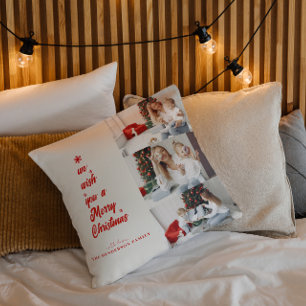 Christmas Tree Calligraphy   Family Photos Cushion