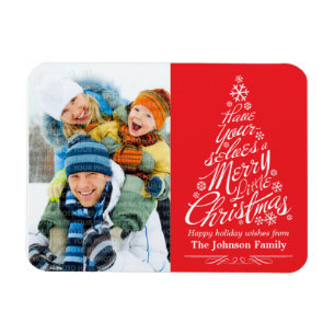 Christmas Tree Calligraphy Holiday Photo Magnet