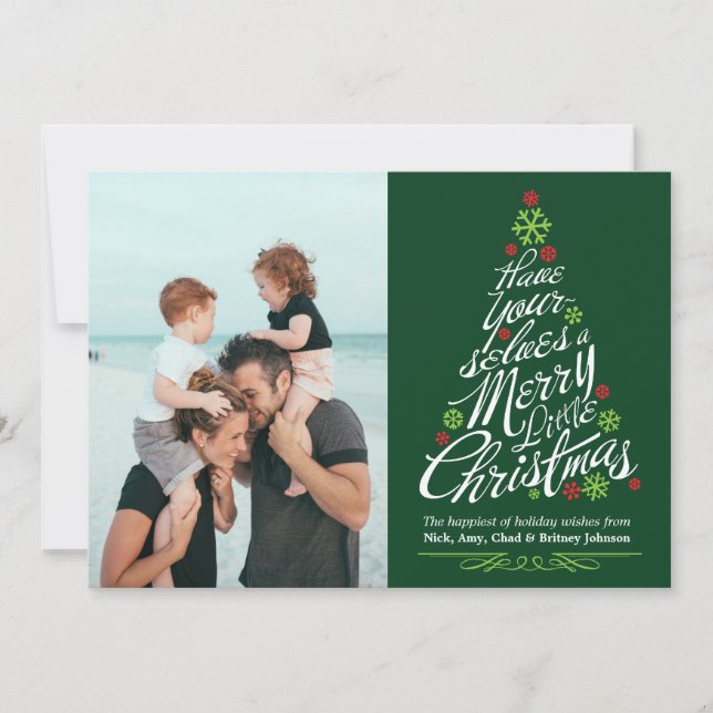 Christmas Tree Calligraphy Script Holiday Photo (Front)