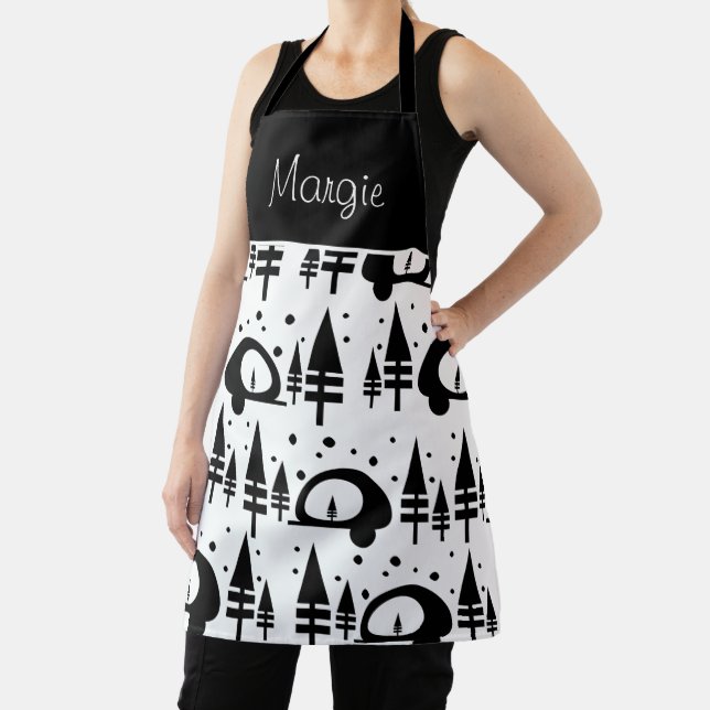 Christmas Tree Camper Doodle Art Apron (Insitu)