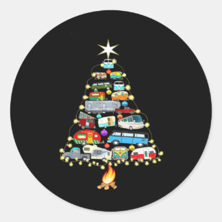 Christmas Tree Camper Vehicles Camping RVing Classic Round Sticker