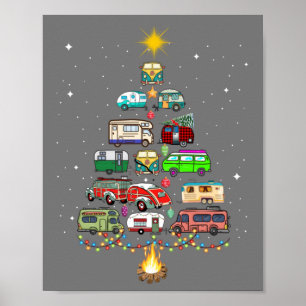 Christmas Tree Camper Vehicles Camping RVing Trail Poster