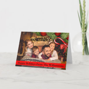 Christmas Tree Candy Cane Border Happy Holidays Holiday Card