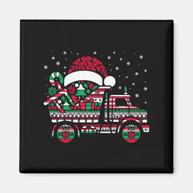 Christmas Tree Candy Dump Truck Christmas Boys Men Magnet (Front)