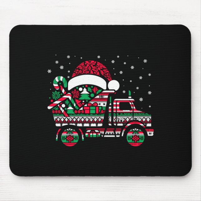Christmas Tree Candy Dump Truck Christmas Boys Men Mouse Mat (Front)