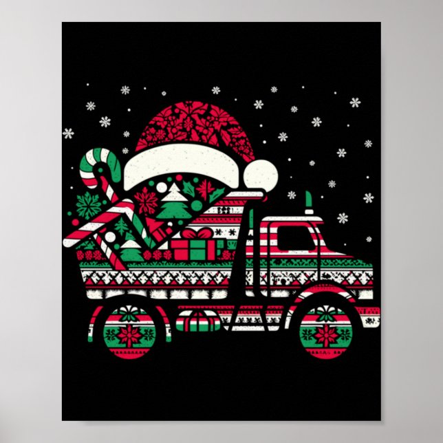 Christmas Tree Candy Dump Truck Christmas Boys Men Poster (Front)