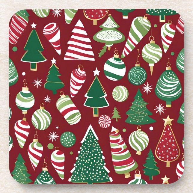 christmas tree candy ornaments coaster (Front)