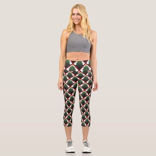 Christmas Tree Capri Leggings (Front)